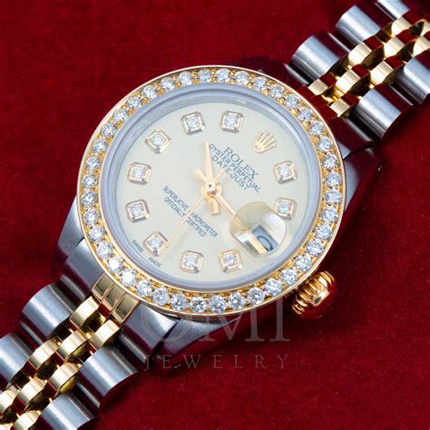 cost of rolex lady datejust diamond bezel|authentic rolex diamond bezels.